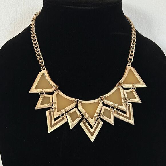 Sophia and Kate Yellow Orange Goldtone Triangle Geometric 18” Statement Necklace - Picture 5 of 6